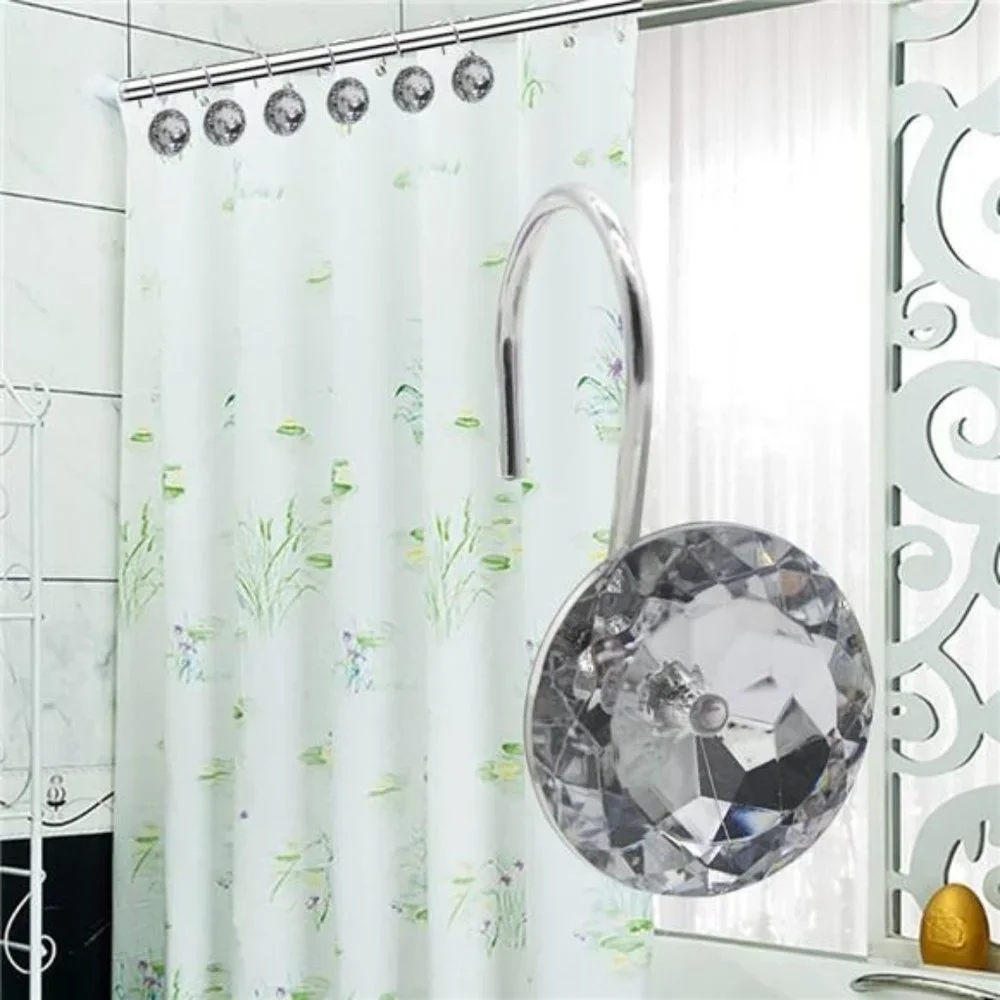 Set of 12  Shower Curtain Hooks Diamond Shape Shower Rings